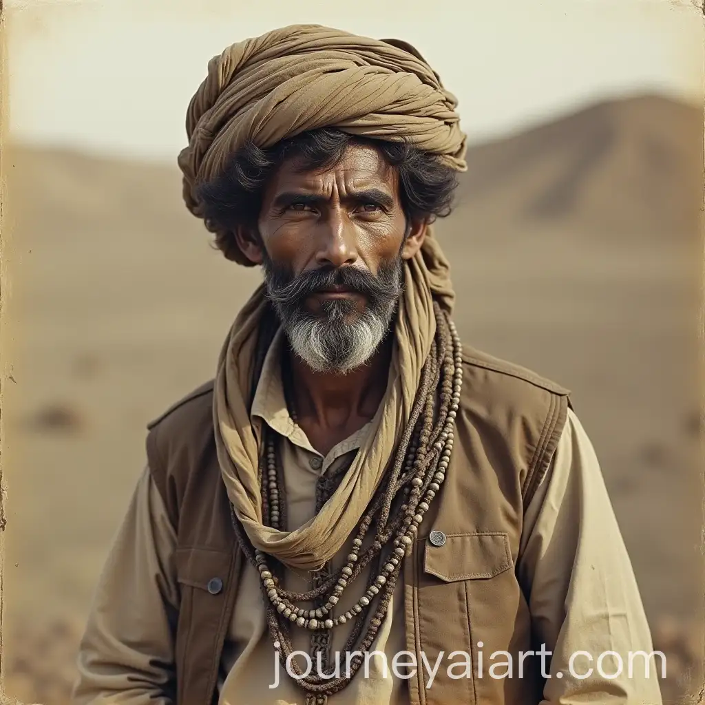 Portrait-of-a-Baloch-Man-from-100-Years-Ago-in-Traditional-Clothing