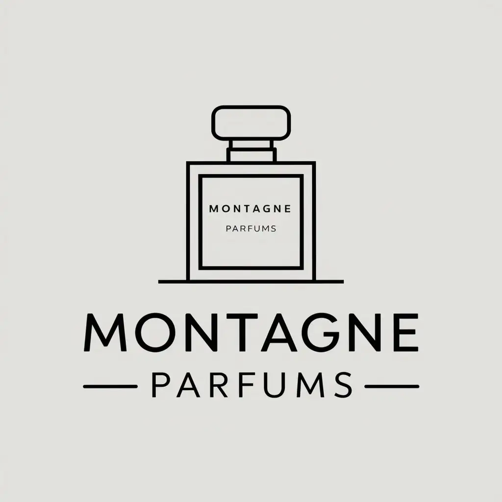 a vector logo design,with the text "Montagne Parfums", main symbol:Perfume flacon,Moderate,clear background