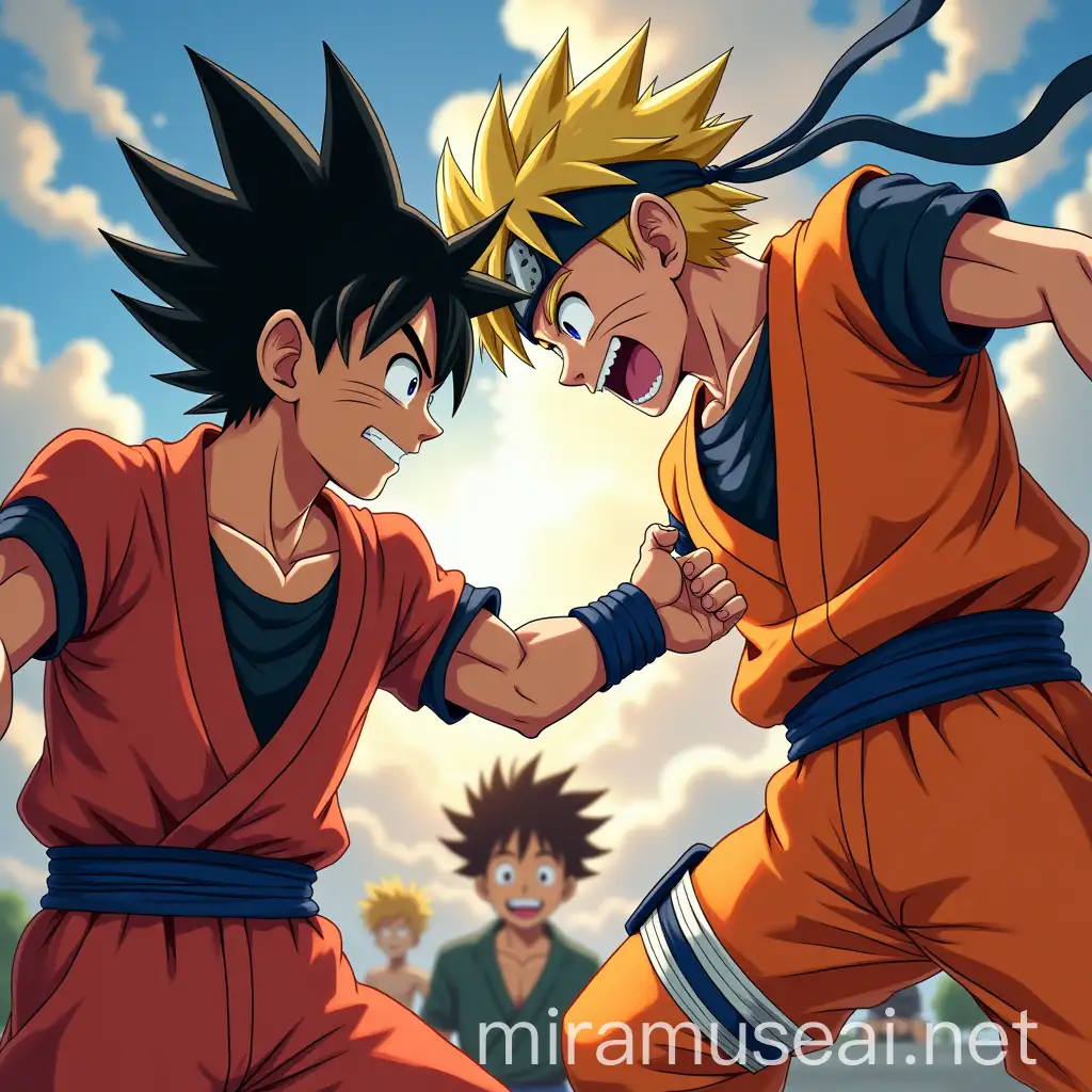 Anime Characters Fighting Goku Naruto Luffy and Ichigo Epic Battle Scene