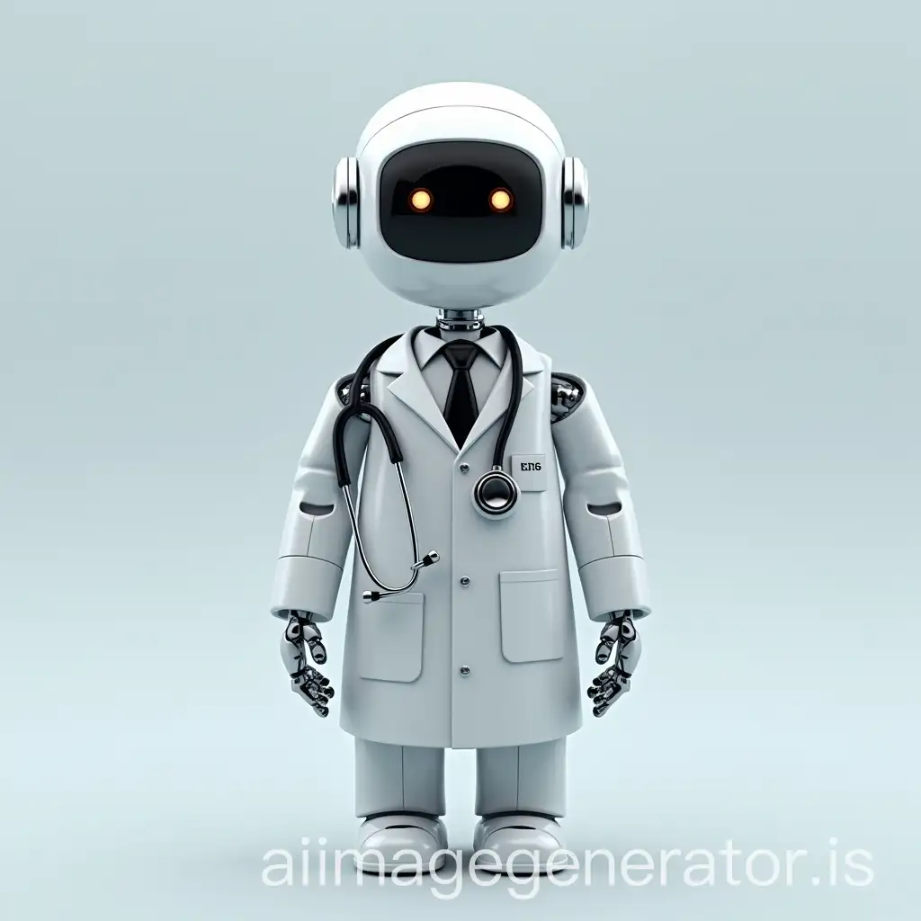 Robotic-Doctor-in-White-Coat-with-Black-and-Silver-Stethoscope-as-Physician-Assistant-Agent