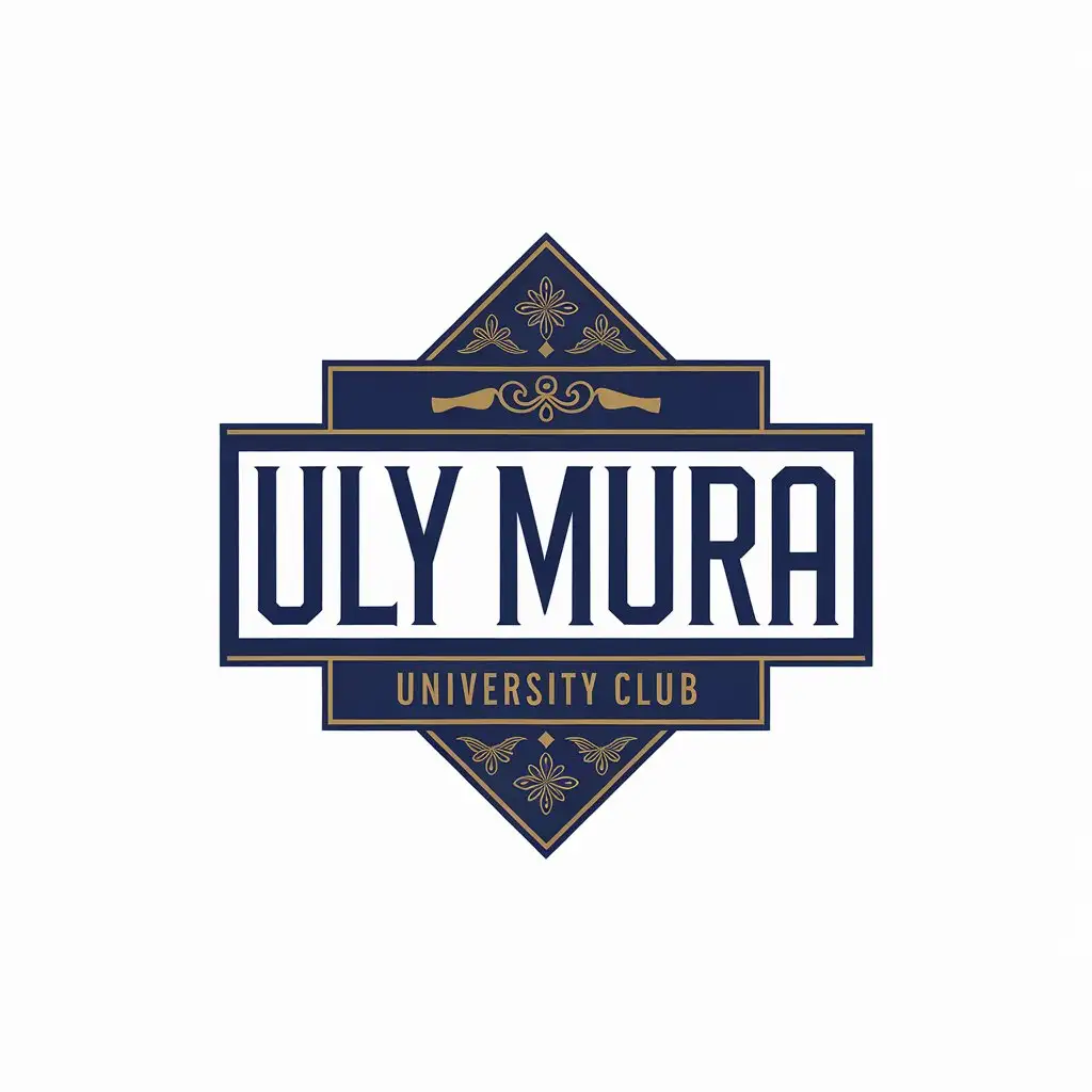 LOGO Design for Uly Mura Deep Blue Gold with Kazakh Ornamental Patterns for University Club