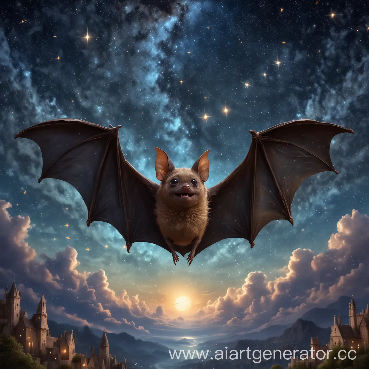 Fairy-Bat-Flying-in-a-Starry-Night-Sky