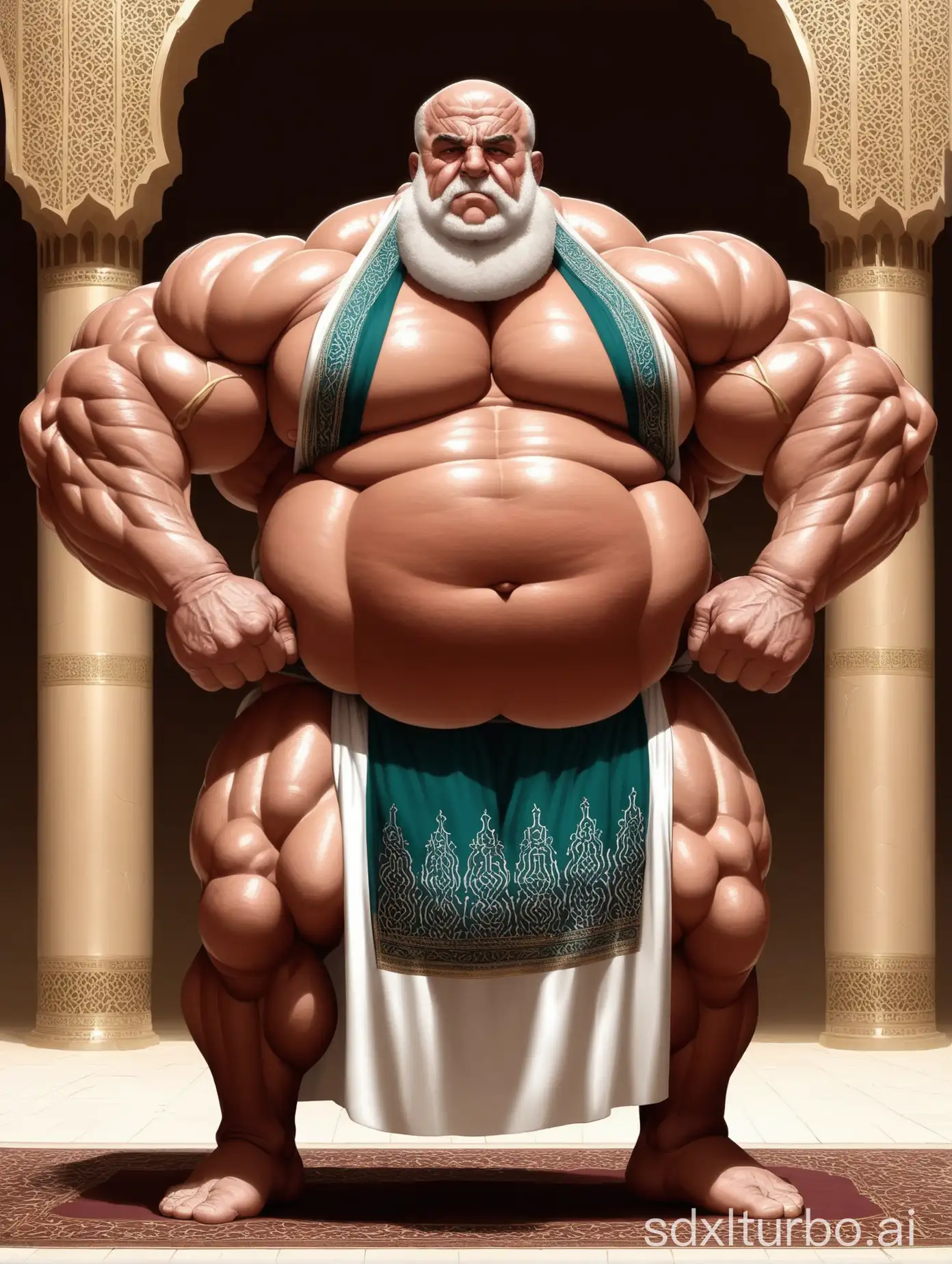 Massive-Muscular-Elderly-Man-in-Traditional-Arabic-Clothing