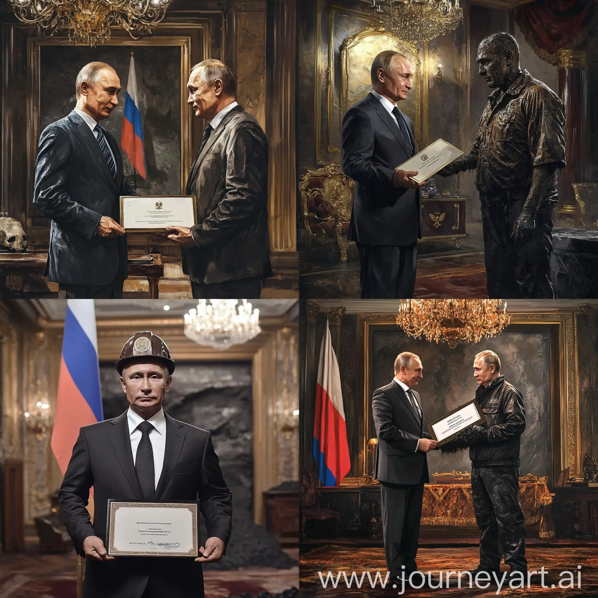 Formal-Ceremony-Vladimir-Putin-Awards-Certificate-to-Coal-Miner