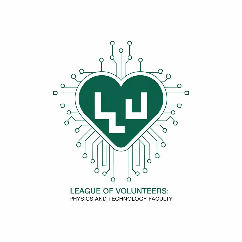 LOGO Design for League of Volunteers Green Heart with LV Text Physics and Technology Faculty Theme