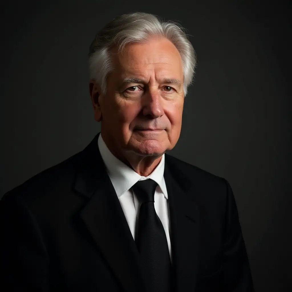 Elderly Man in Black Suit Distinguished Senior Fashion Portrait