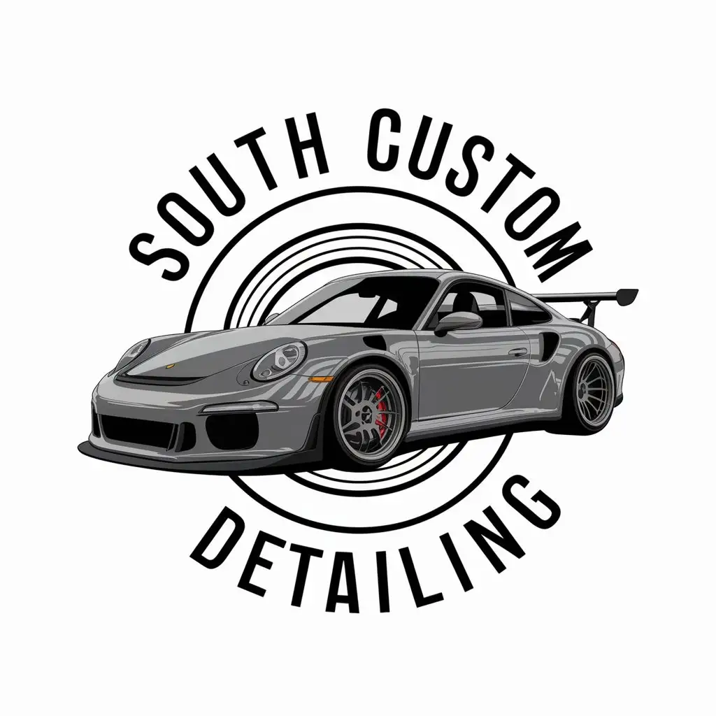 a vector logo design,with the text "south custom detailing", main symbol:car detailing, detailing, sports car,Moderate,clear background