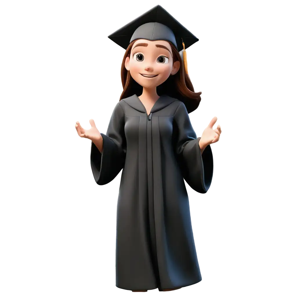 3D-CartoonStyle-Female-Graduate-PNG-Image-with-Graduation-Cap-in-MidAir