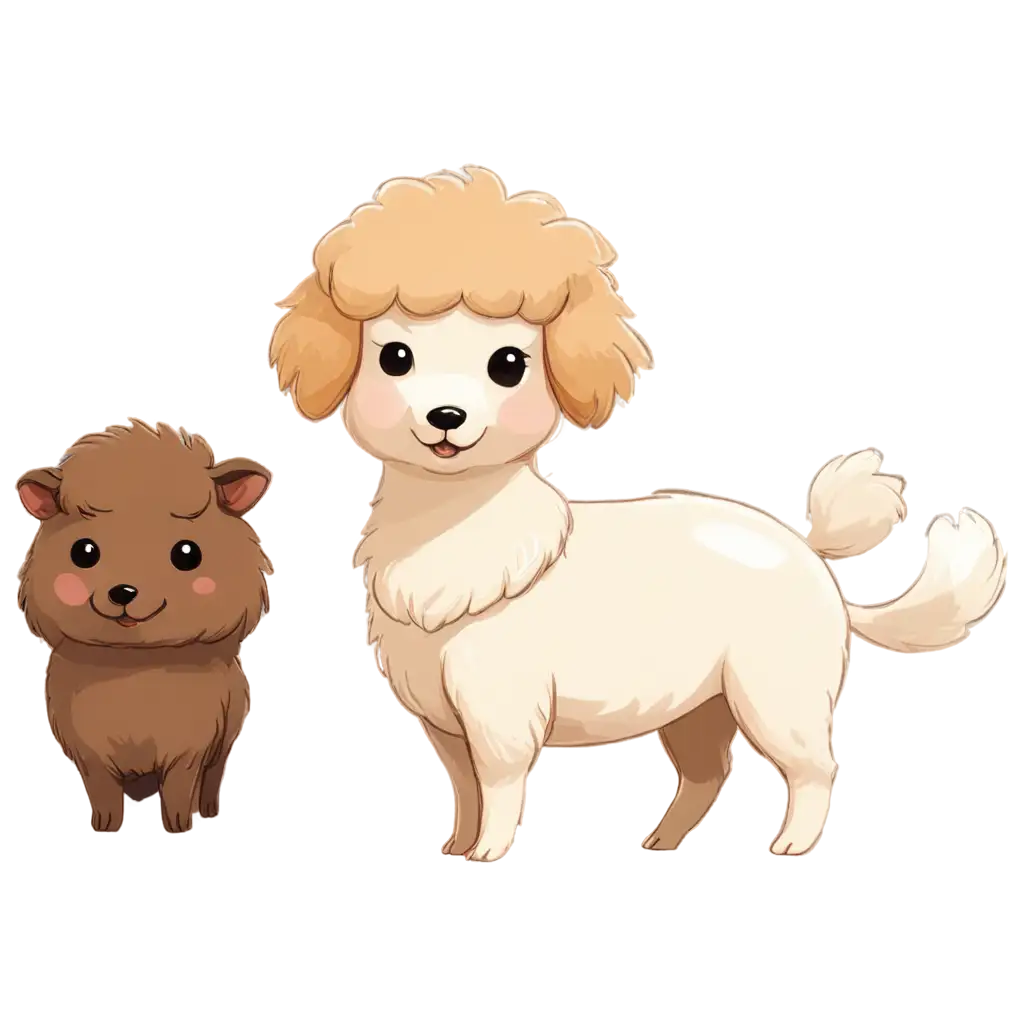 Create-a-PNG-Image-of-a-Kawaii-White-Toy-Poodle-Riding-a-Capybara