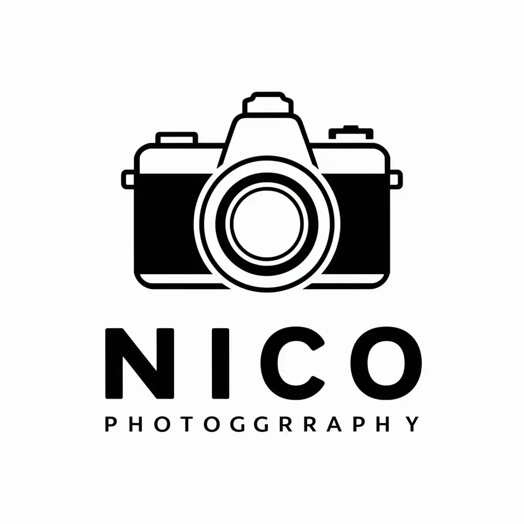 a vector logo design,with the text "NICO", main symbol:camera photography,Moderate,be used in photography industry,clear background