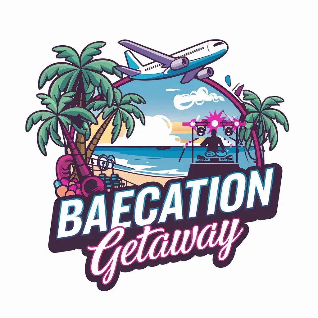 LOGO Design for Baecation Getaway Tropical Airplane Beach Theme with Exciting Colors