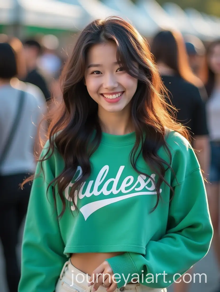 Joyful-Teenage-Asian-Female-in-Vibrant-Casual-Outfit-with-Emerald-Green-Sweatshirt