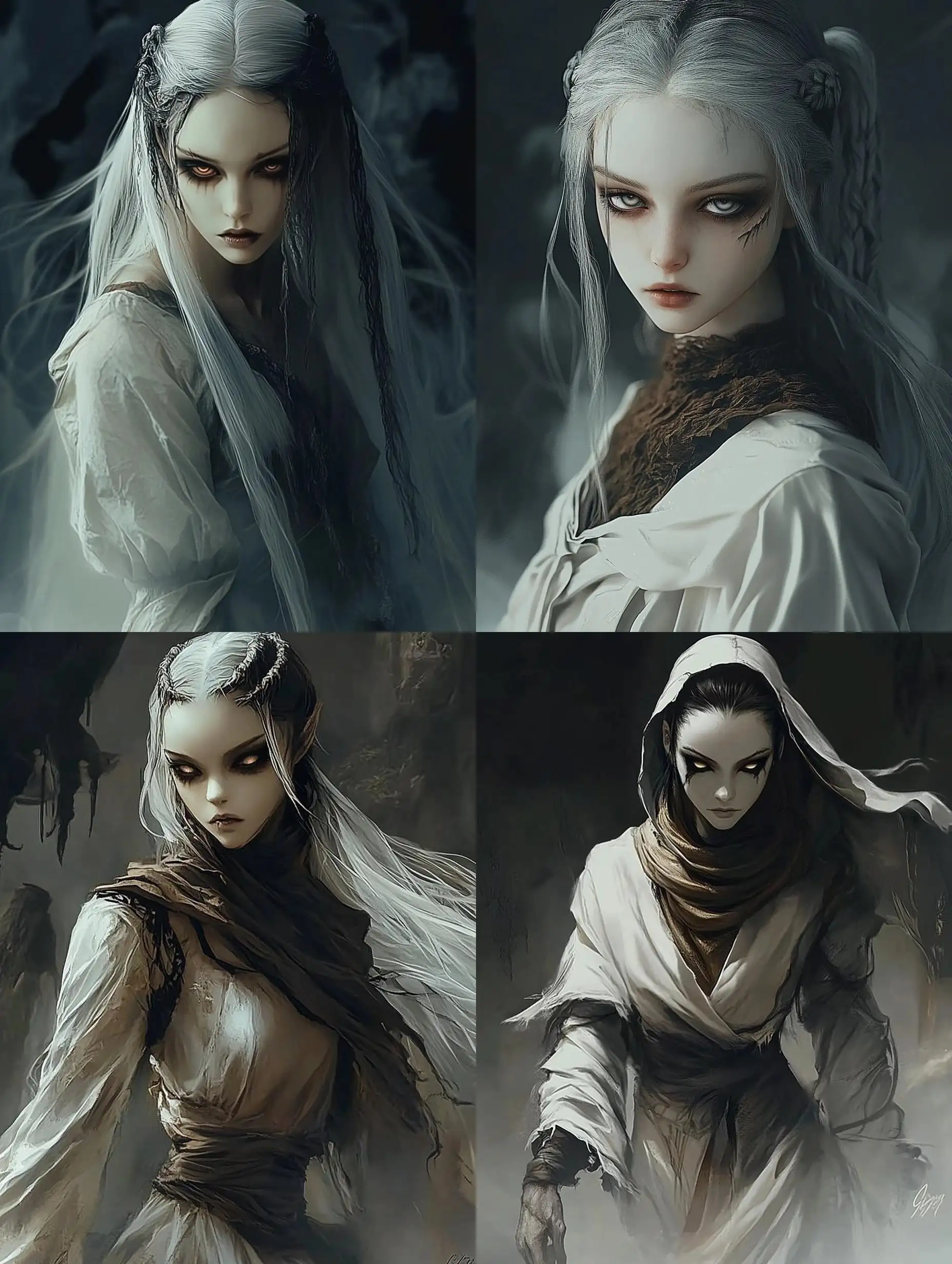 Eerie-WhiteHaired-Female-Ghost-Haunting-Foggy-Graveyard