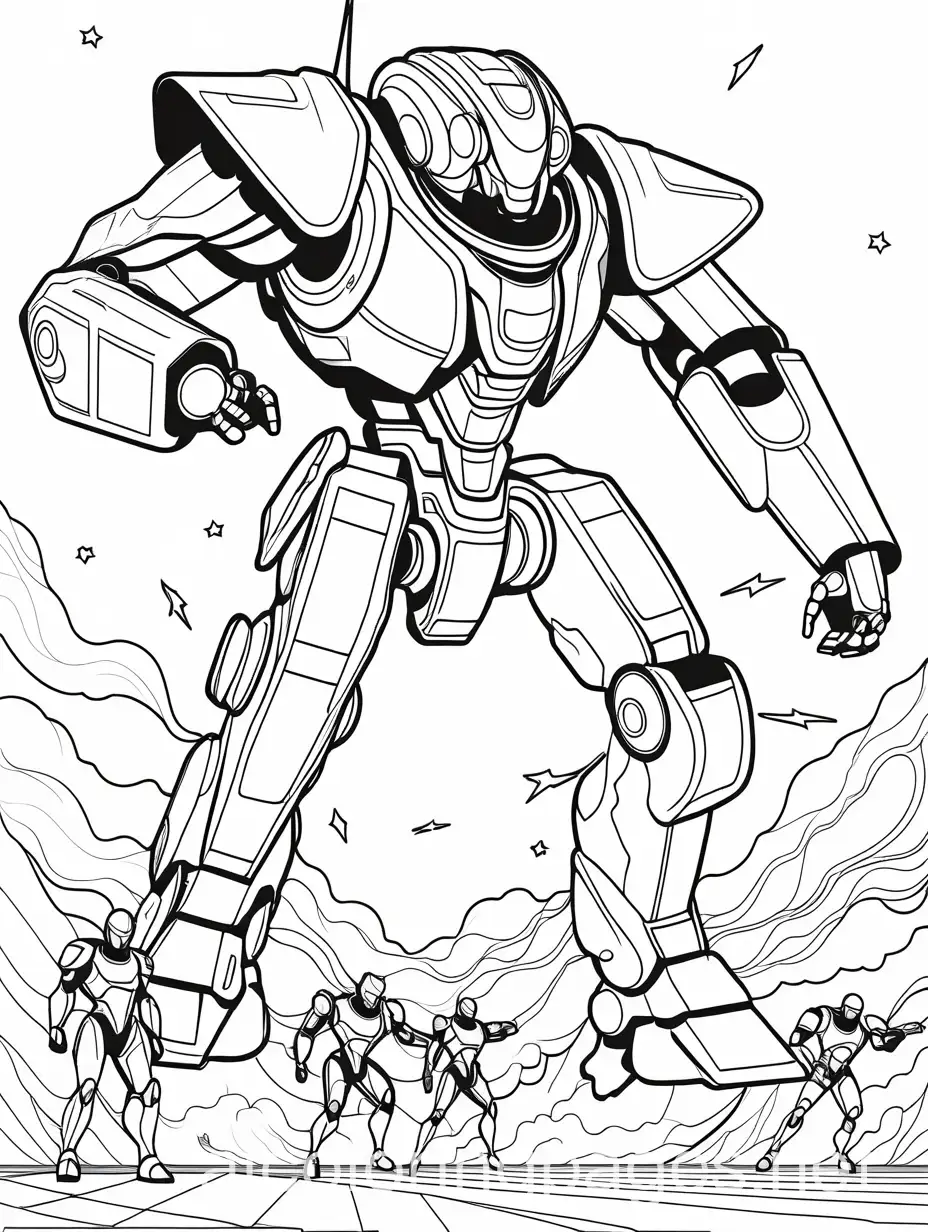 Anime-Robots-Battle-Giant-Monster-Coloring-Page