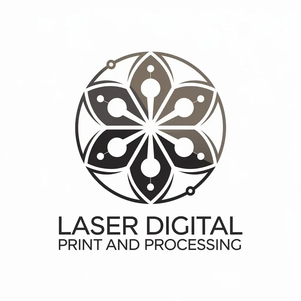 a vector logo design,with the text "laser digital print and processing", main symbol:laser digital flower processing,Moderate,clear background