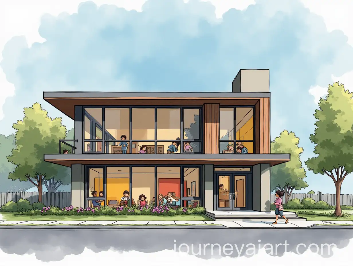 Childrens-Library-Facade-on-Main-Street-with-Playful-Design