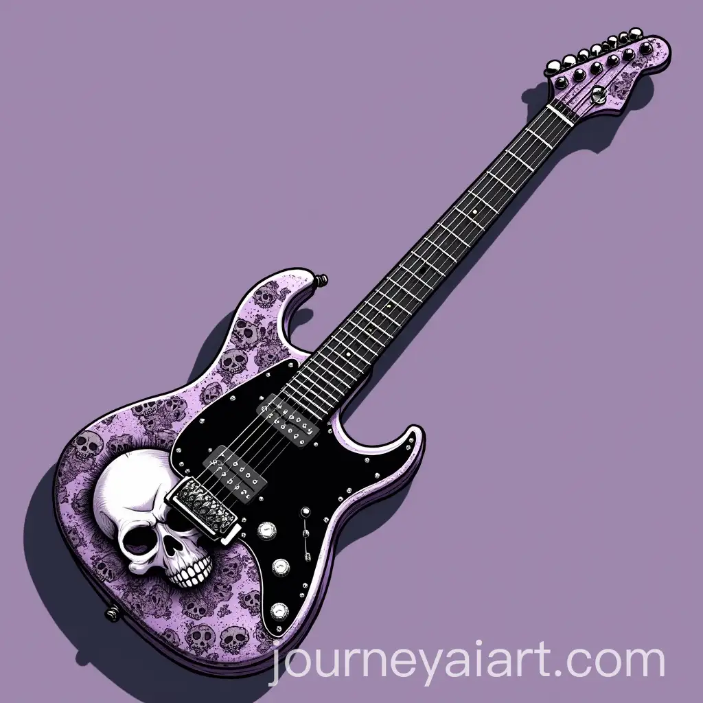 Stylish-Electric-Guitar-with-Skulls-and-DeathInspired-Design-in-Anime-Art-Style