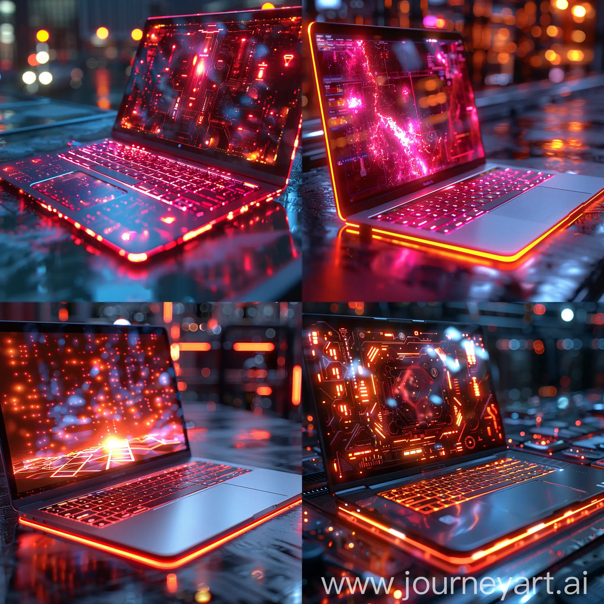 Futuristic-Laptop-with-Holographic-Display-in-Modern-Tech-Setting