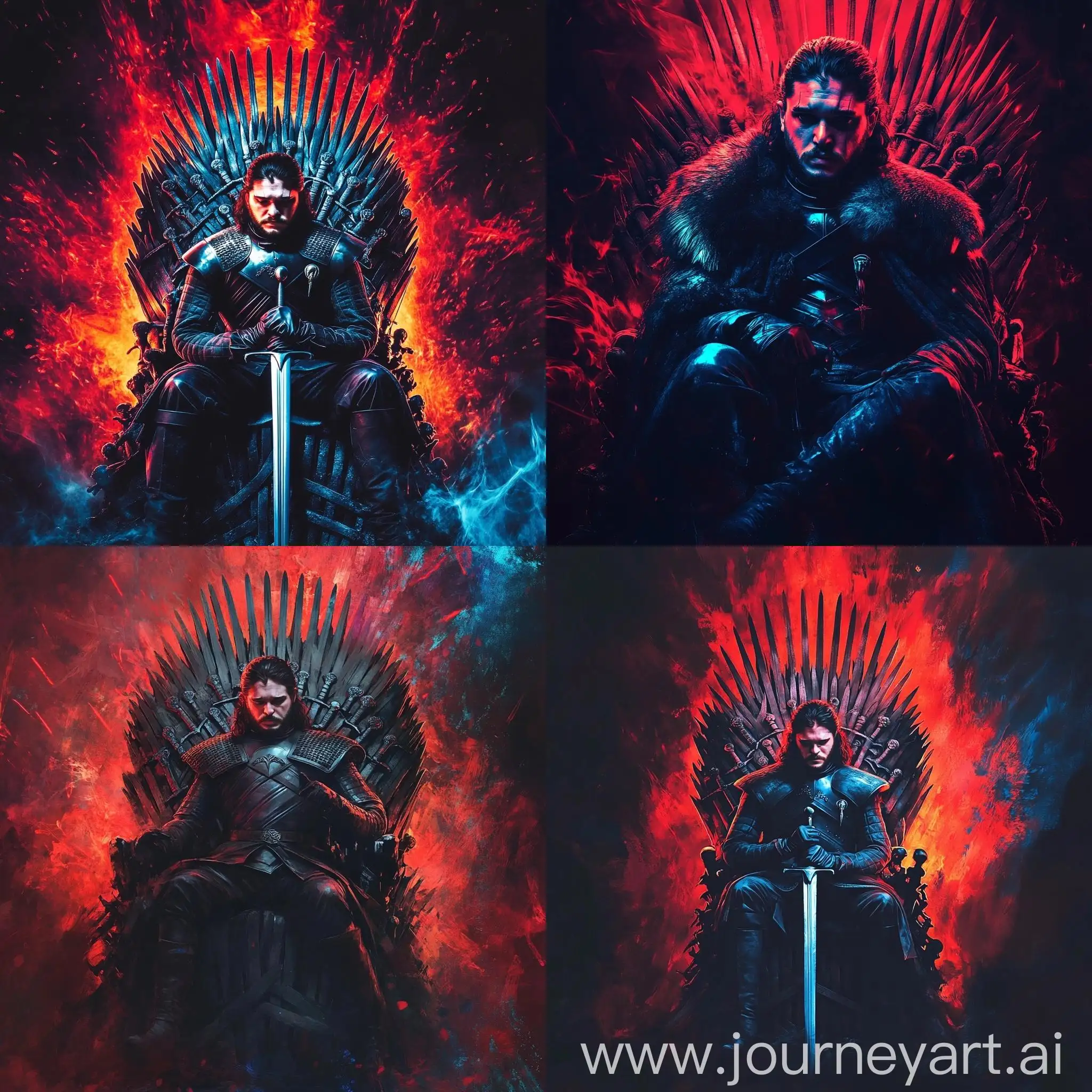 John-Snow-on-the-Iron-Throne-with-Red-and-Blue-Fire