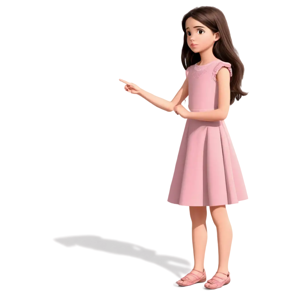 Animated-PNG-of-a-9YearOld-Girl-with-Dark-Hair-Brown-Eyes-and-Pink-Dress-Curiosity-in-Every-Detail