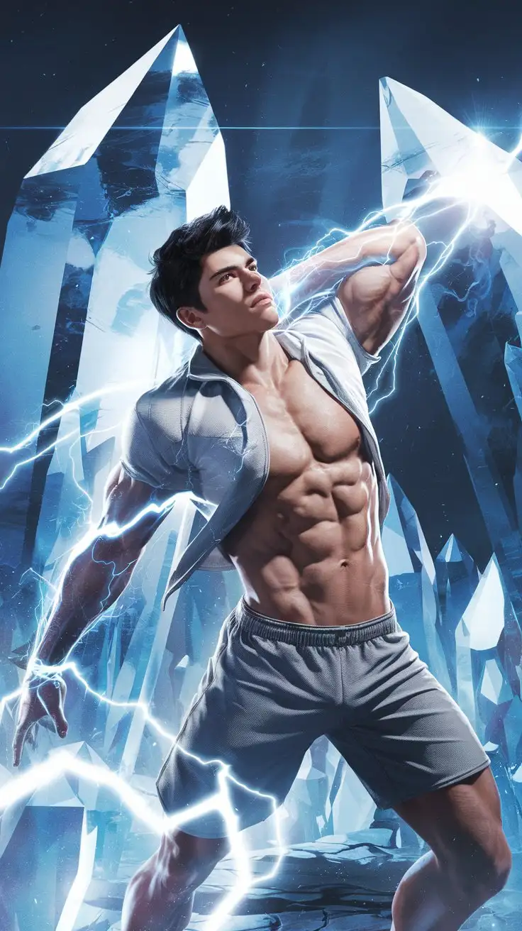 Young-Athlete-Empowered-by-Luminous-Blue-Energy-in-Crystal-Fortress