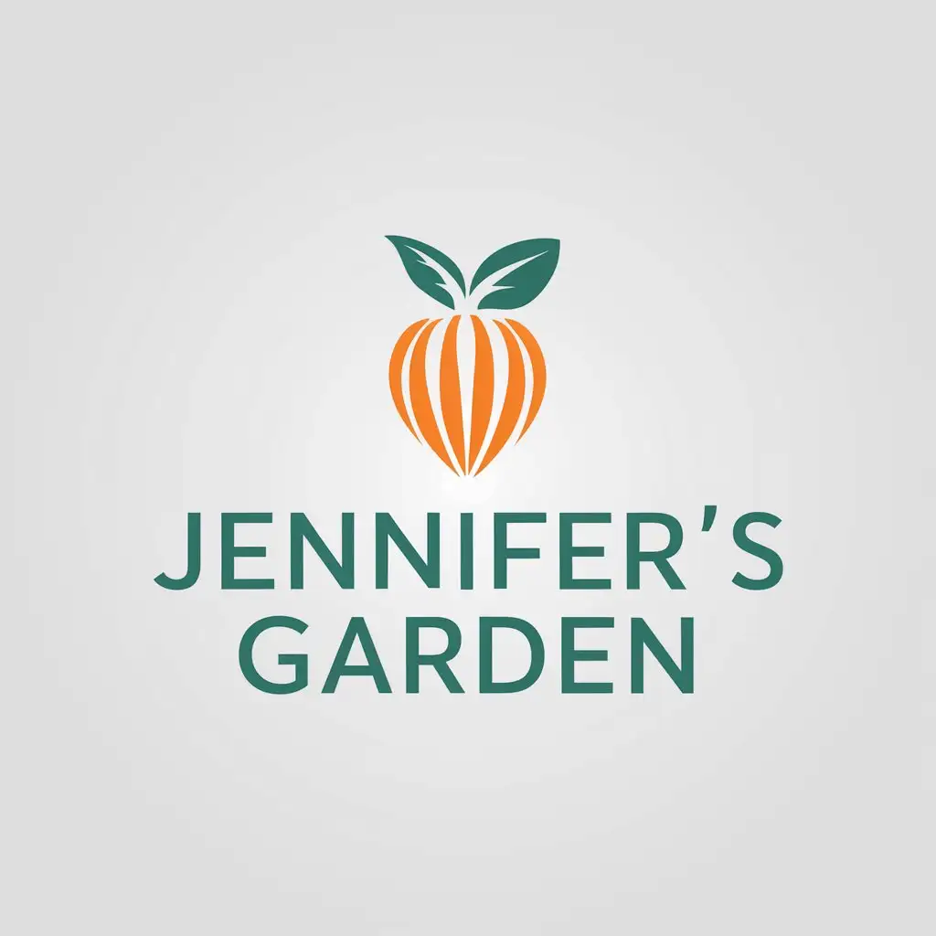 LOGO Design for Jennifers Garden Fresh Green and Orange Vegetable Theme on White Background