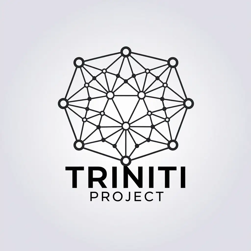 a vector logo design,with the text "Triniti project", main symbol:threads tying together many people, like a network or a web,Minimalistic,clear background