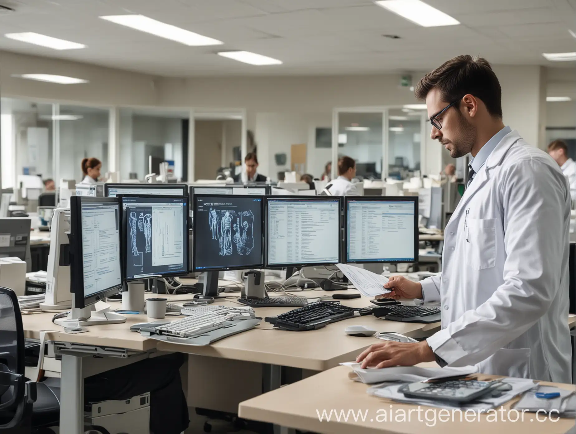 Modern-Office-Scene-with-Employees-Processing-Medical-Equipment-Orders