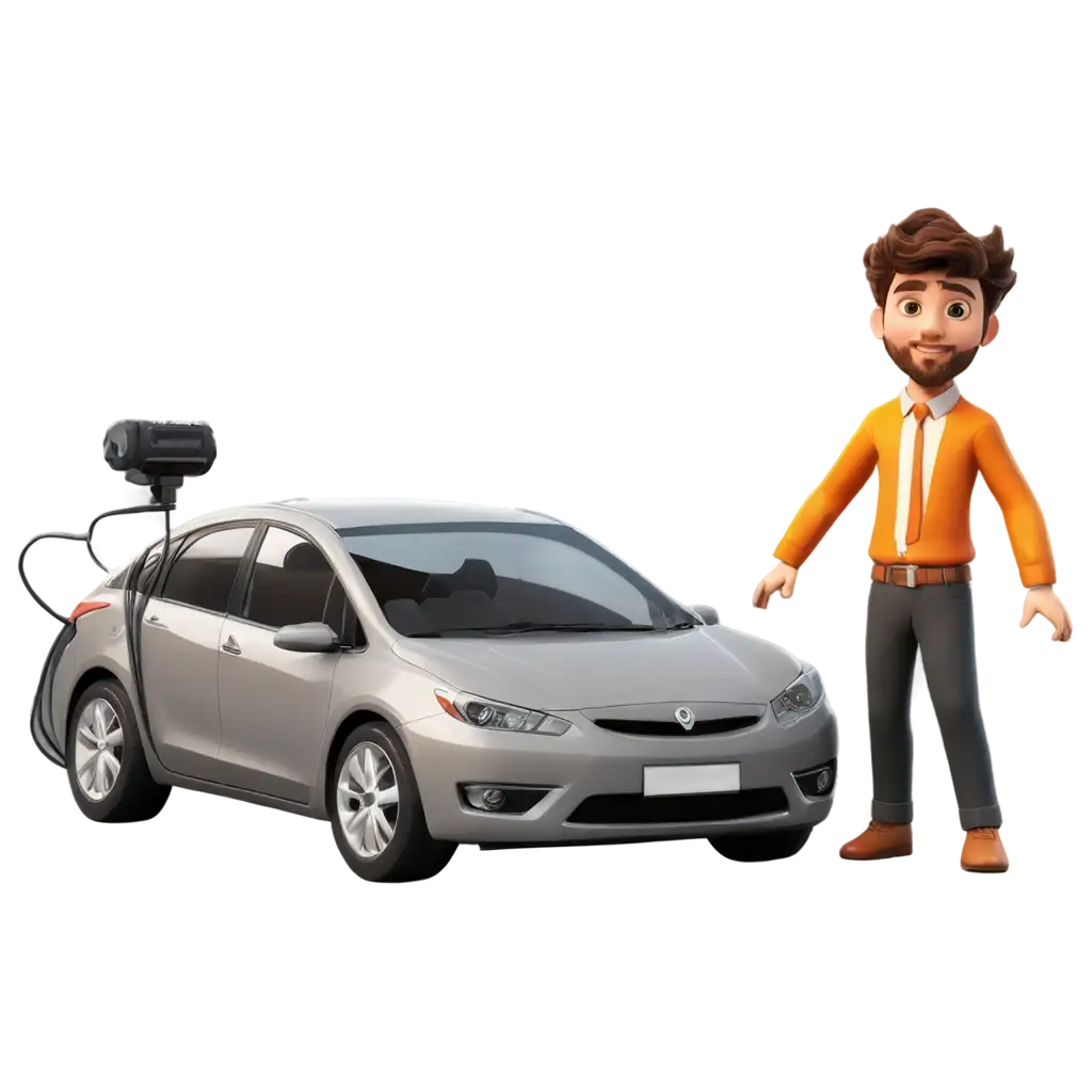 Human-Charging-Car-Cartoon-Image-PNG-HighQuality-and-Versatile-Digital-Artwork