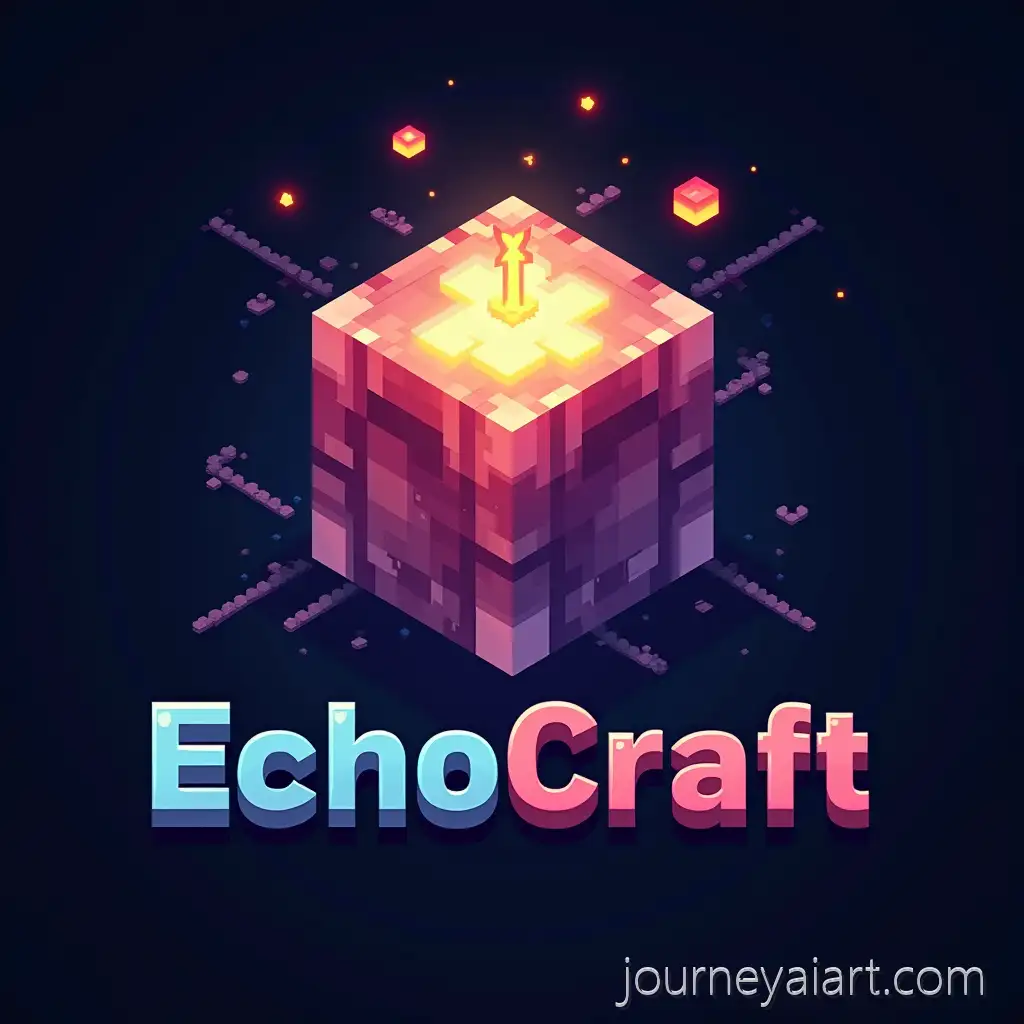 Minecraft-ServerEchoCraft-logo-design-Logo-for-EchoCraft-with-Glowing-Block-and-Echo-Wave-Effects