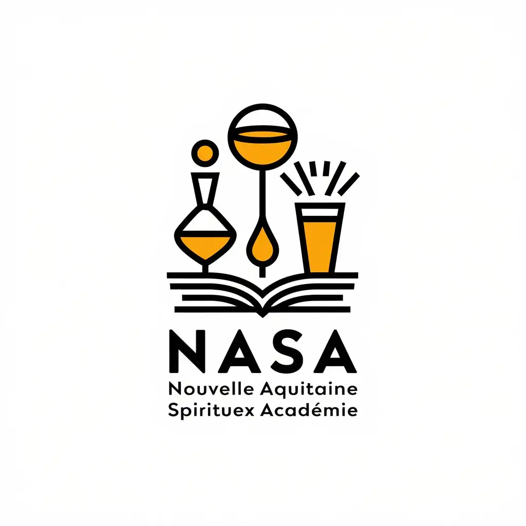 LOGO-Design-For-Nasa-Nouvelle-Aquitaine-Spiritueux-Acadmie-Alambic-Livre-and-Shaker-Symbols-on-Clear-Background