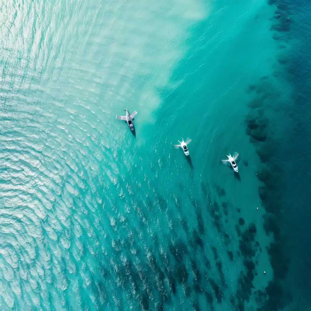 Comic Book Style Ocean View from Drones Eye