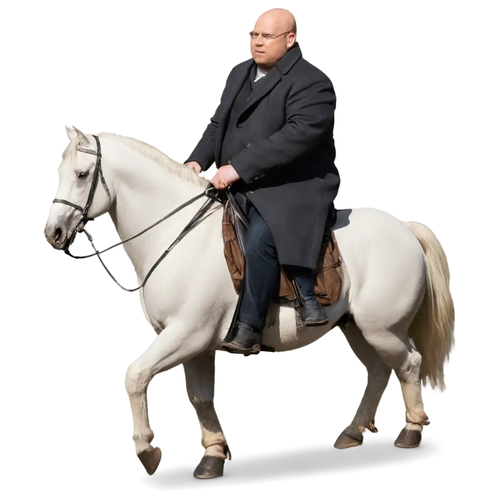 Fat-Bald-Man-Riding-a-Horse-in-a-Coat-and-Full-Jeans-PNG-Image-for-Creative-Projects