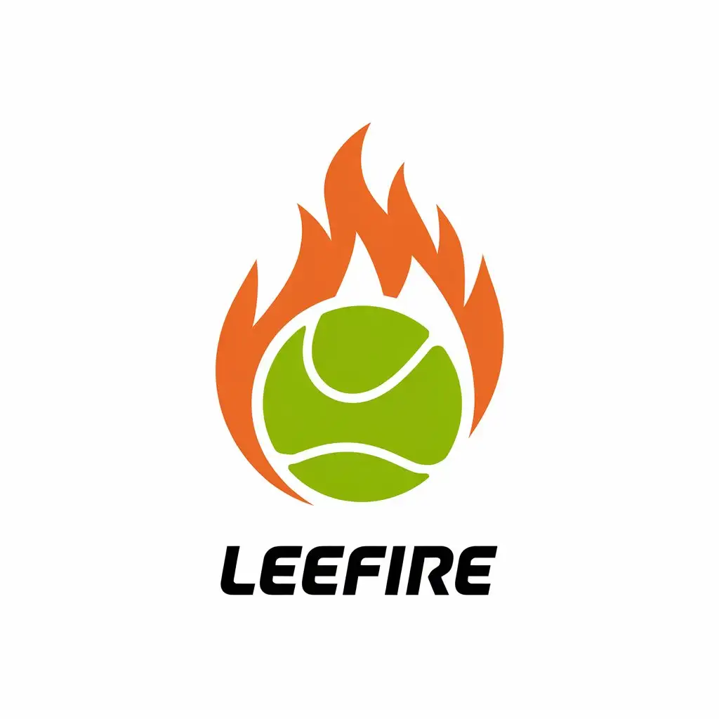 a vector logo design,with the text "LeeFire", main symbol:Tennis ball,complex,be used in Sports Fitness industry,clear background