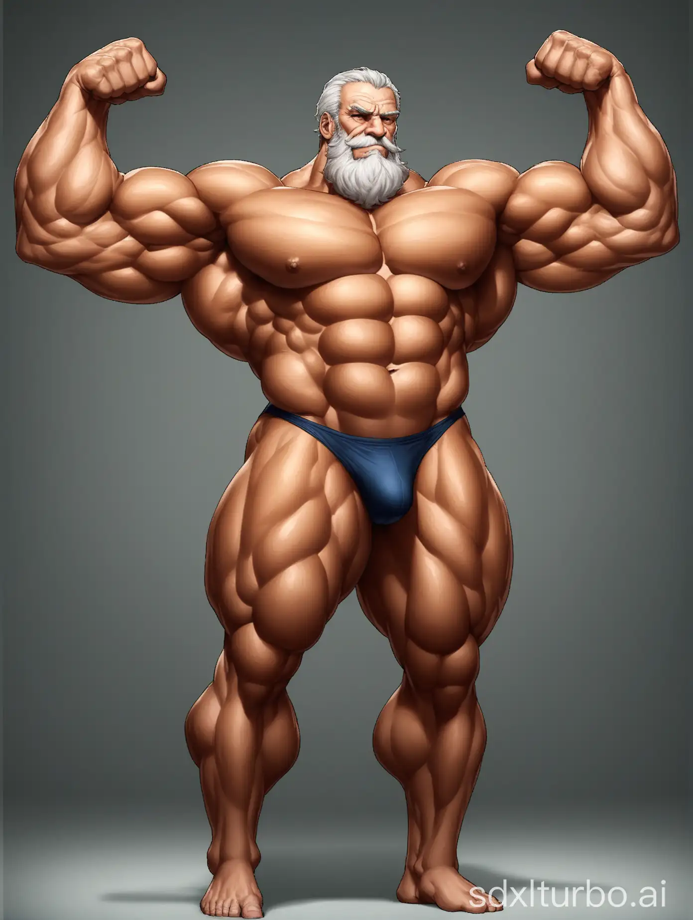 Giant-Old-Man-Flexing-Massive-Biceps-in-Underwear