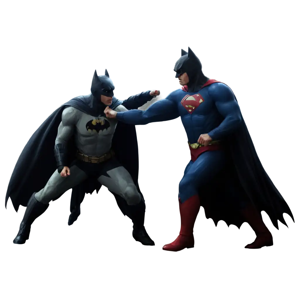 Batman-Fighting-with-Superman-PNG-Image-Epic-Clash-of-Heroes