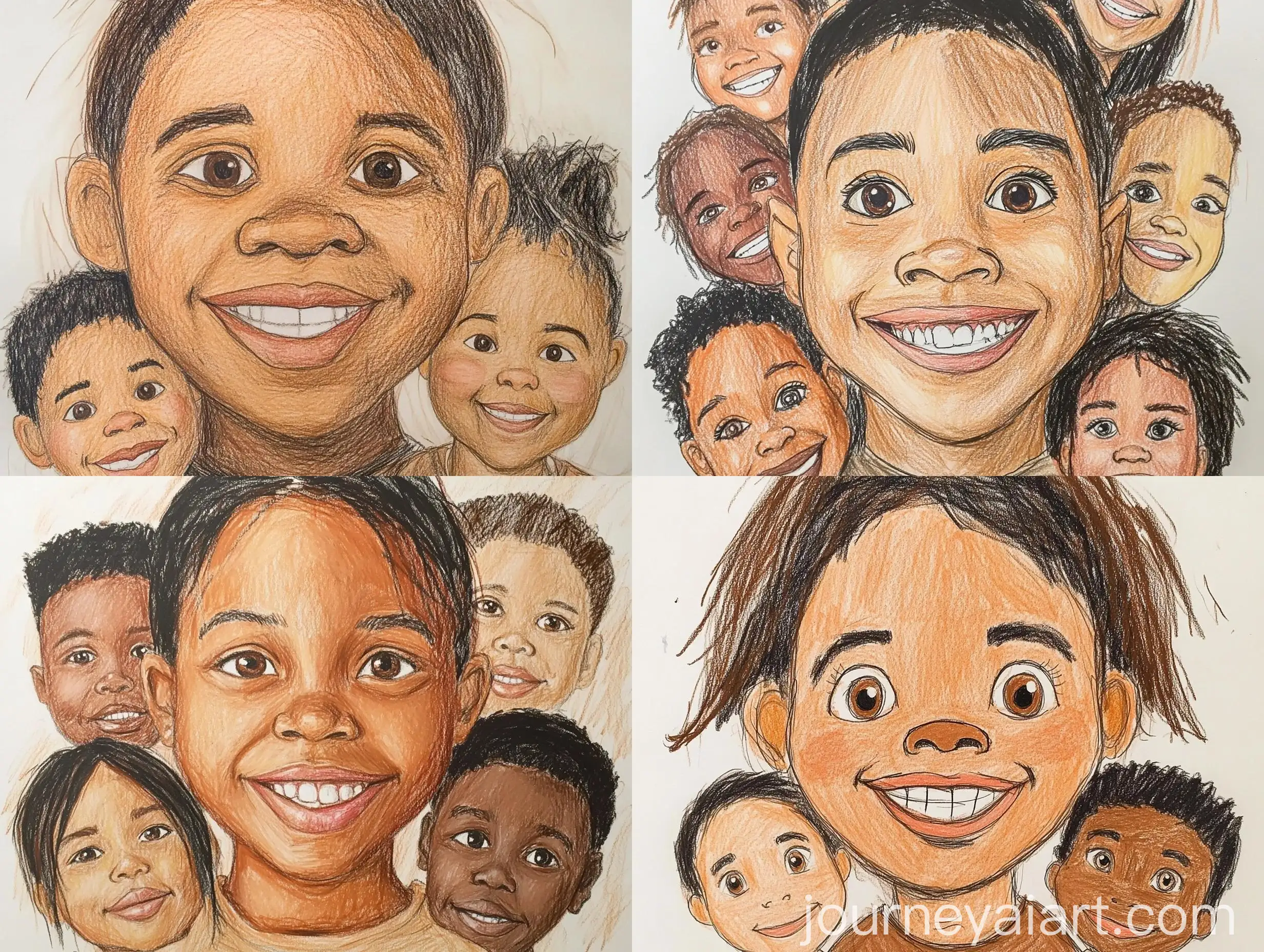 DIY-Family-Portrait-of-Diverse-Minorities-Using-Brown-Tan-and-Peach-Colored-Pencils
