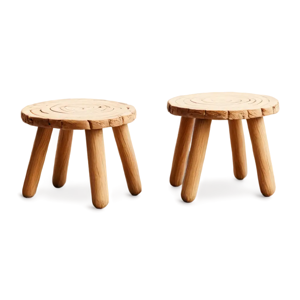 Cartoon-Style-Stool-Made-of-Sticks-and-Wood-PNG-Image