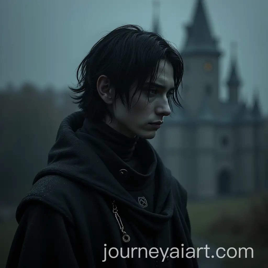 Tired-Black-Male-Wizard-in-Dark-Fantasy-Setting-with-Castle-Background