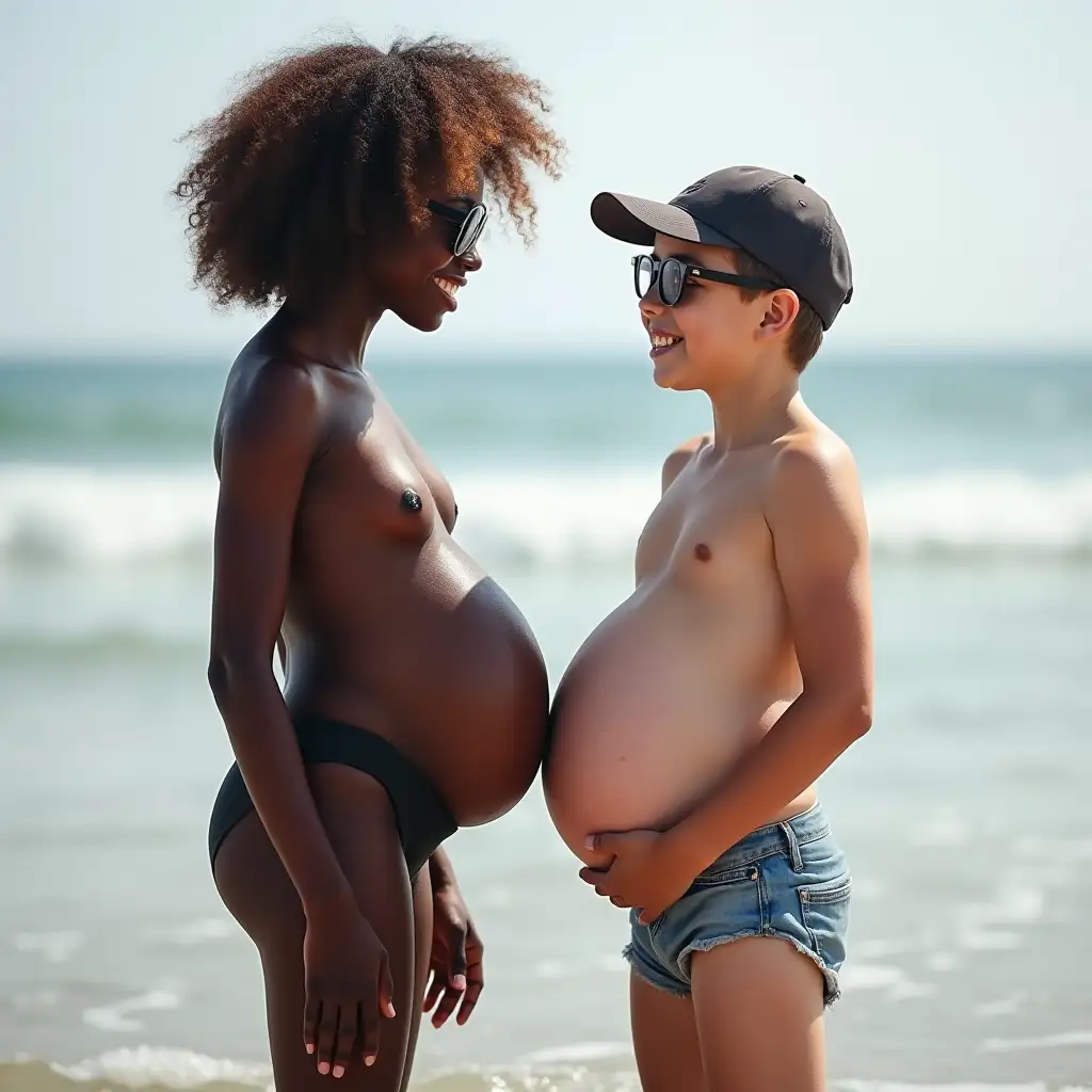 Surfer-Duo-with-Big-WaterFilled-Bellies-Enjoying-a-Beach-Day