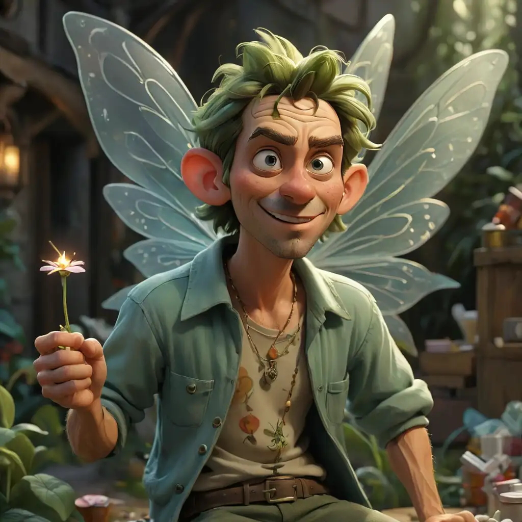 Fantasy Drug Dealer Fairy Man in Disney Style