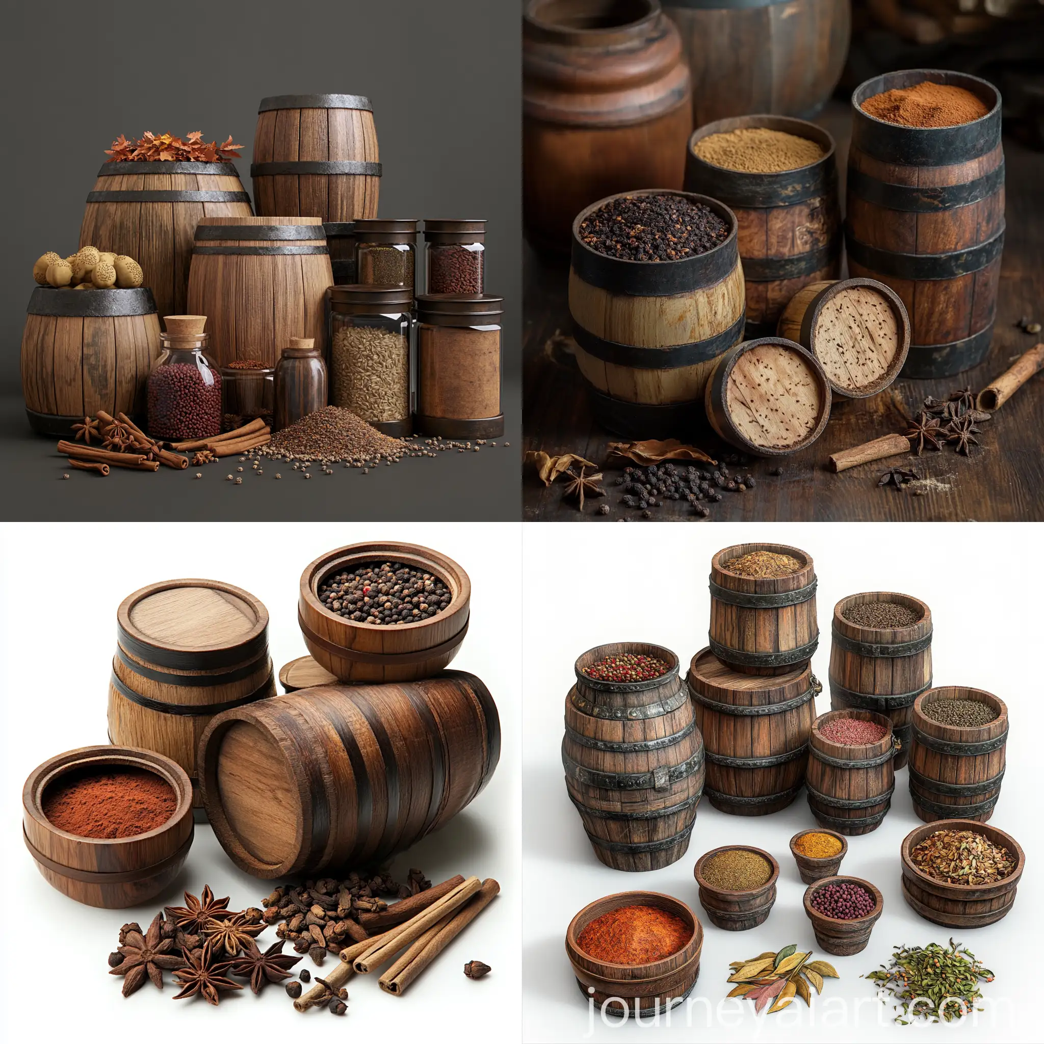 Vintage-Wooden-Barrels-and-WaxSealed-Spice-Containers