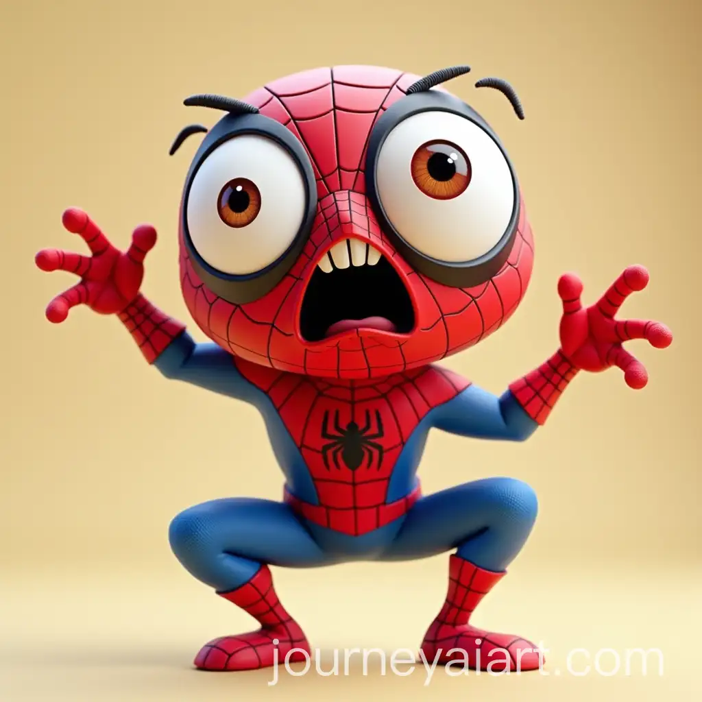 Playful-Cartoon-SpiderMan-in-Vibrant-Red-and-Blue-Suit-with-Exaggerated-Expressions