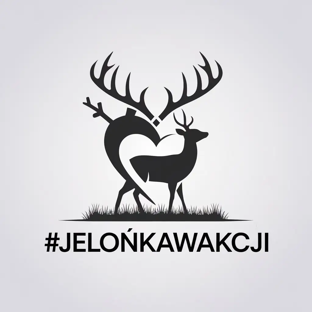 LOGO Design for JelonkawAkcji Minimalistic Heart and Deer Symbol with Clear Background