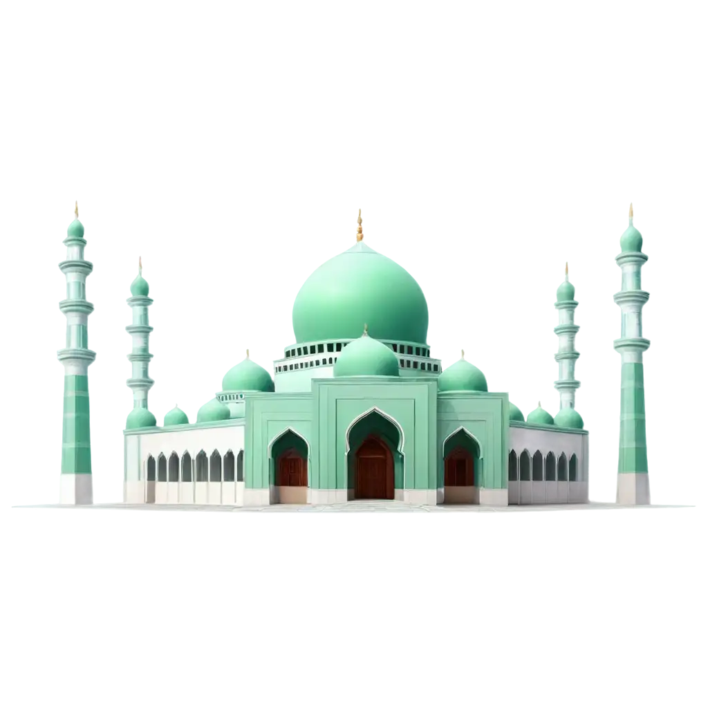 Elegant-CubeShaped-Mosque-in-Pastel-Green-PNG-Image-for-Modern-Design-Projects