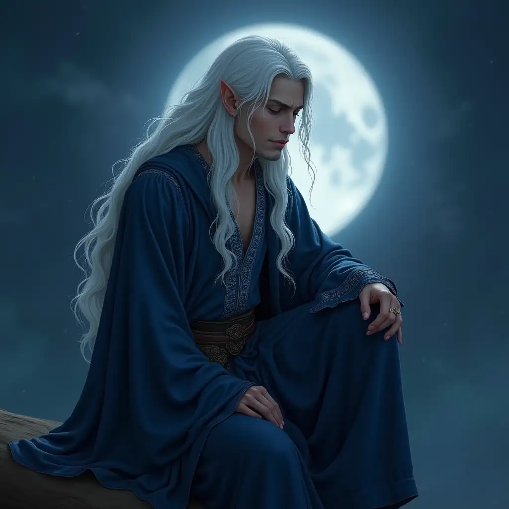 Mystical Moon Elf in Solitary Contemplation