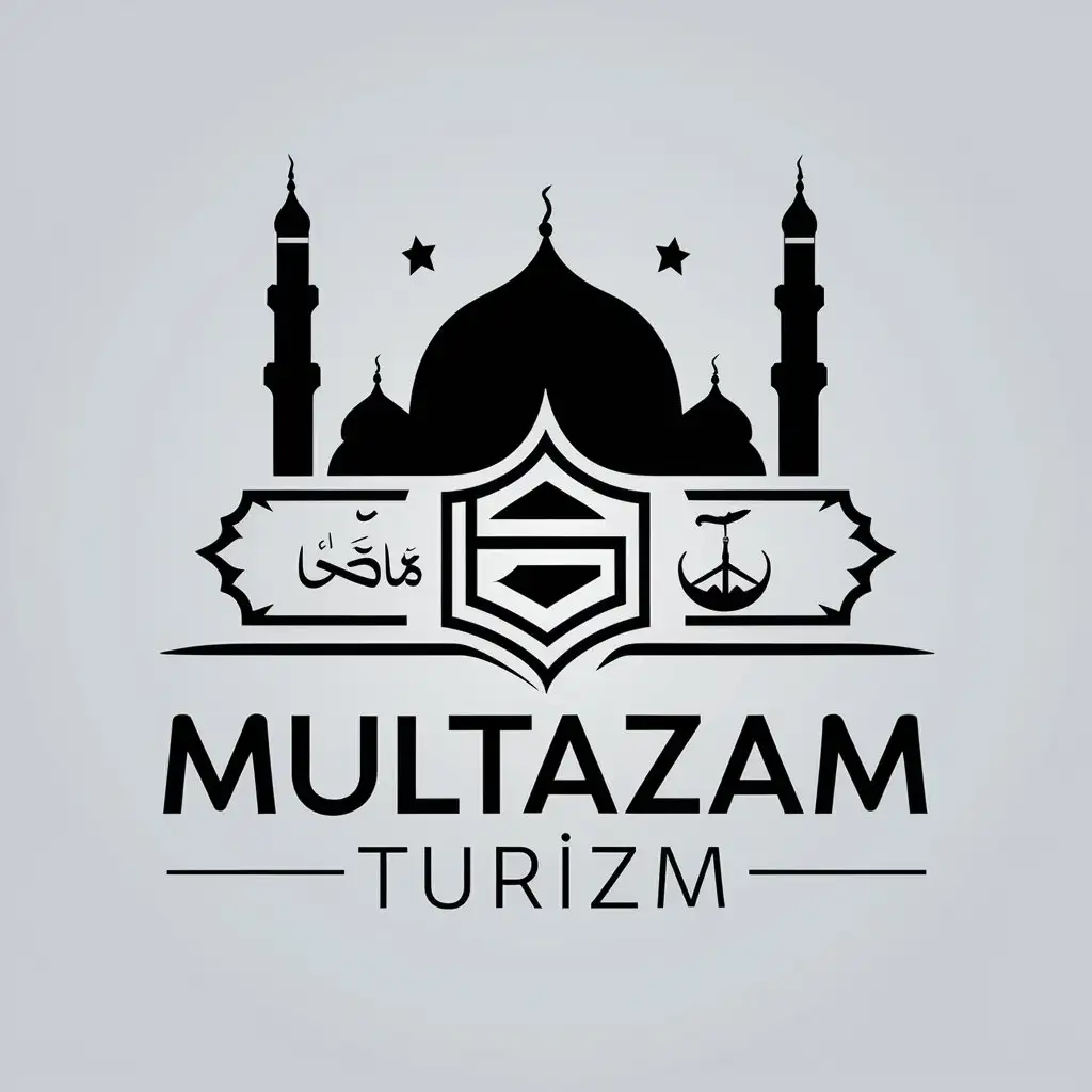 LOGO Design for Multazam Turizm Elegant Vector Logo with Kaba and Nabavia Watch Symbols