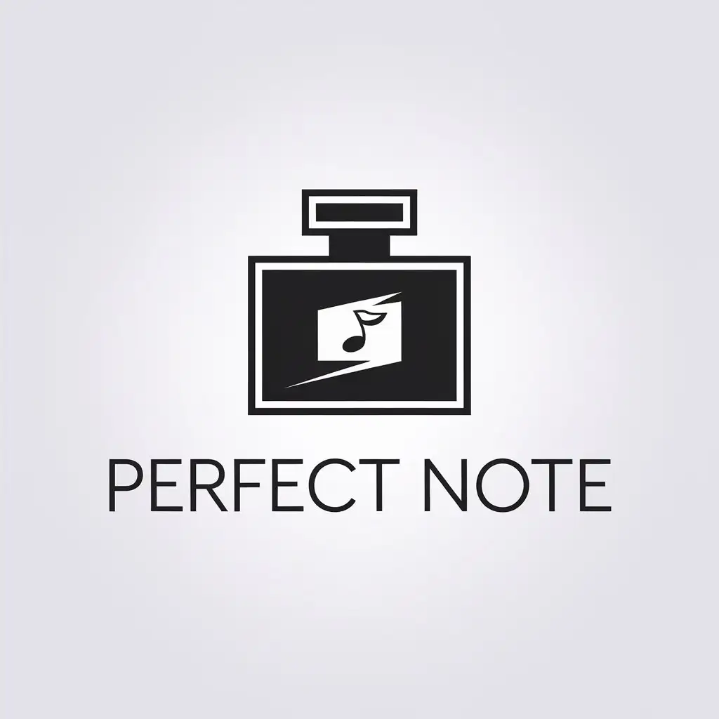 a vector logo design,with the text "Perfect Note", main symbol:Perfume,Minimalistic,clear background