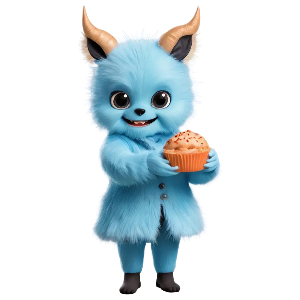 Adorable-PNG-Image-of-a-Cute-Monster-in-a-Soft-Blue-Furry-Coat-Craving-for-Food