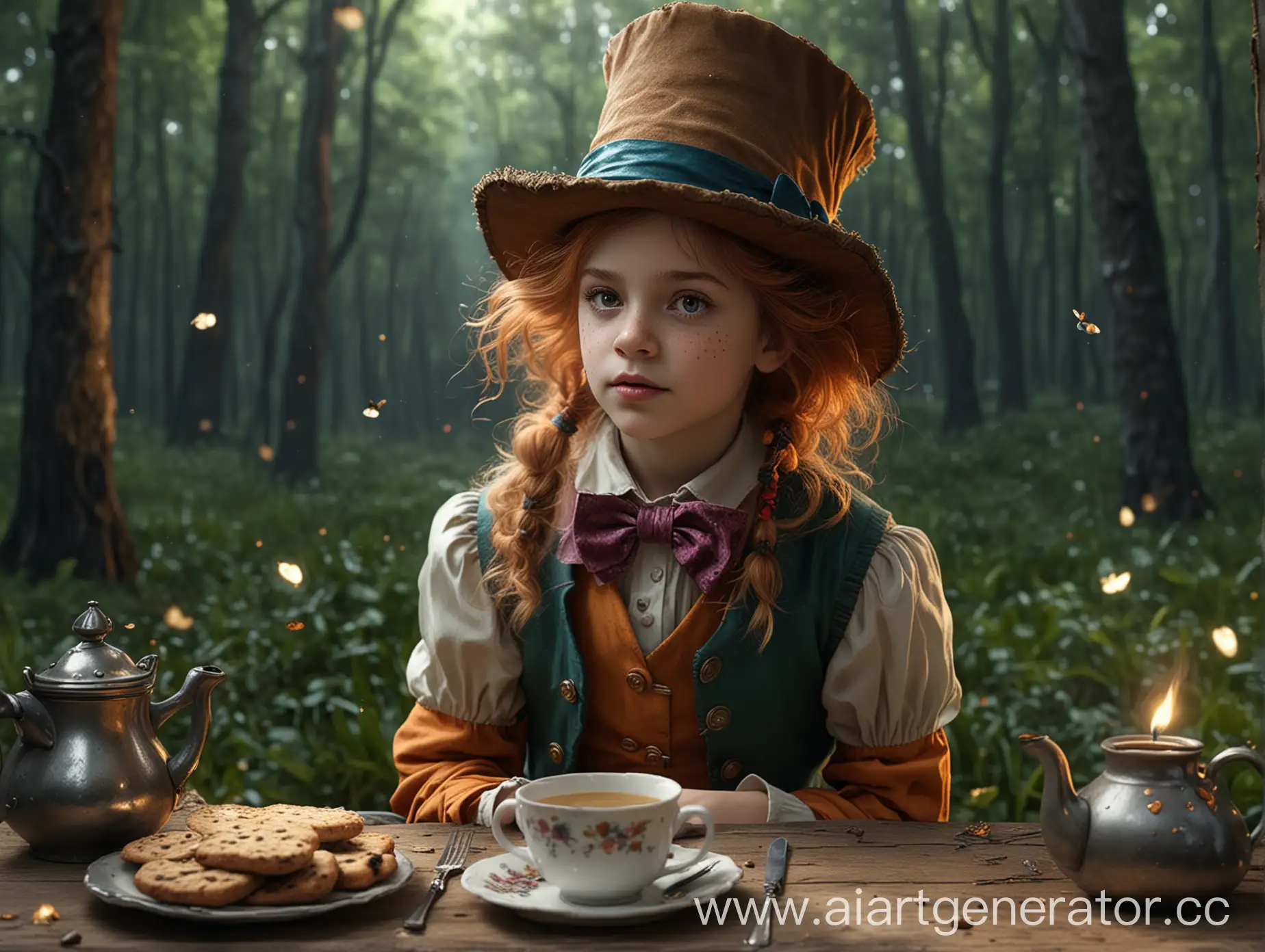 SevenYearOld-Christina-Dressed-as-the-Mad-Hatter-at-a-Tea-Party-in-a-Forest